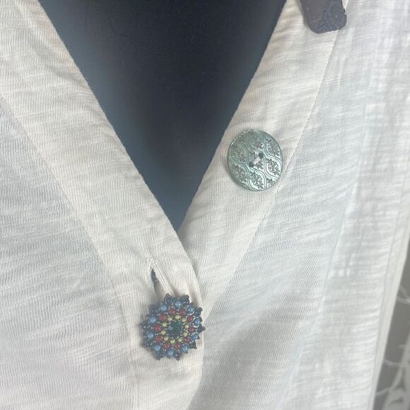 Soft Surroundings Slubbed Cotton Funky Button Front Shirt PXL - Picture 8 of 11